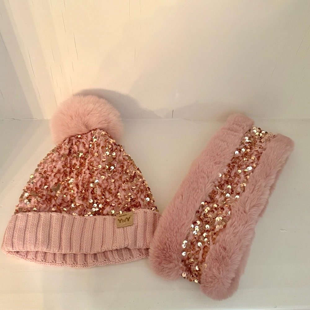 Girls Sequin Hat and Scarf